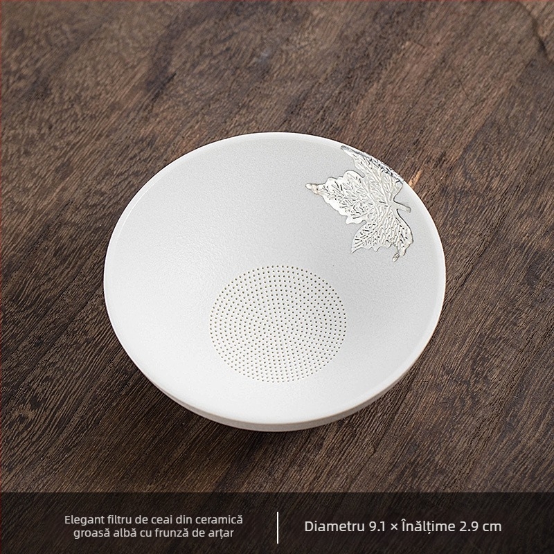 Filtru de ceai din ceramică neagră, set Kung Fu cu suport-filtru ceramic