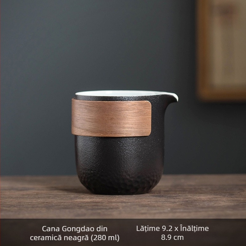 Filtru de ceai din ceramică neagră, set Kung Fu cu suport-filtru ceramic