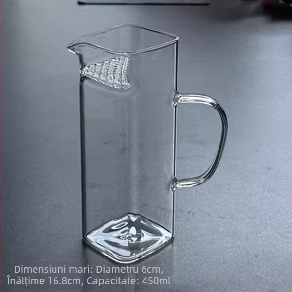 Set de ceai pentru uz casnic: ceașcă pătrată din sticlă cu filtru gros pentru ceai și accesorii rezistente la temperatură