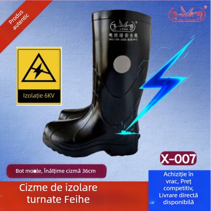 Feihe bocanci izolați din cauciuc 6 kV, înalți, impermeabili pentru minerit