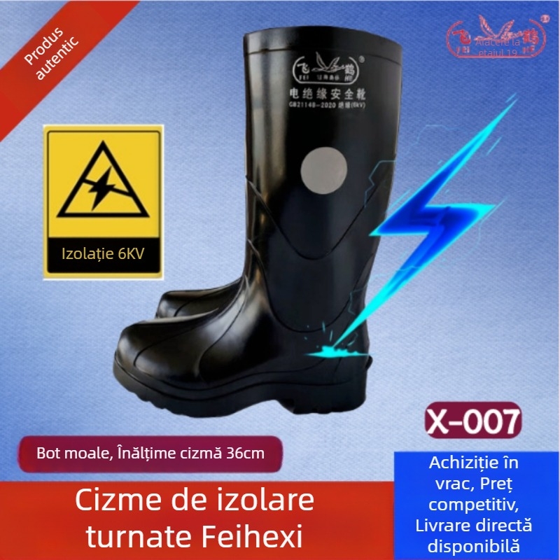 Feihe bocanci izolați din cauciuc 6 kV, înalți, impermeabili pentru minerit