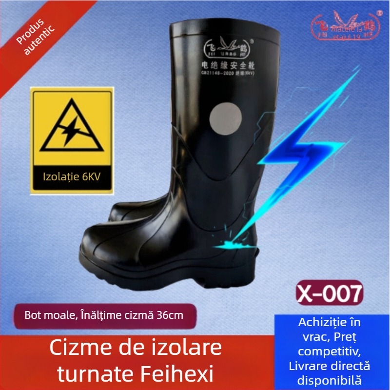 Feihe bocanci izolați din cauciuc 6 kV, înalți, impermeabili pentru minerit