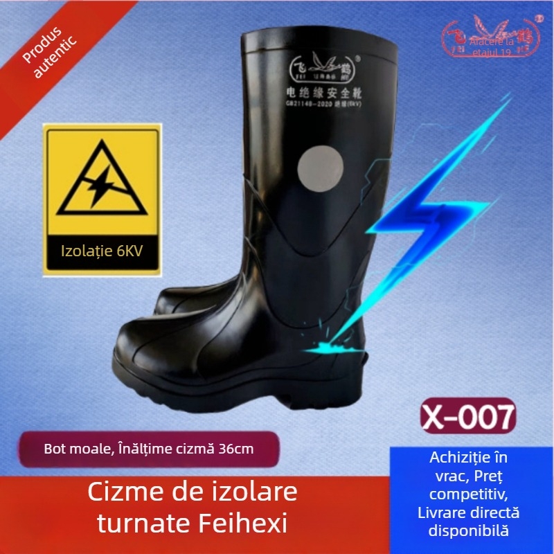Feihe bocanci izolați din cauciuc 6 kV, înalți, impermeabili pentru minerit