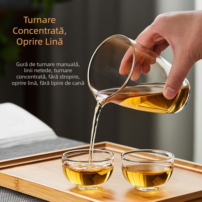 ceașă din sticlă groasă, rezistentă la căldură, cu divizor pentru ceai și ceașcă transparentă cu gură — accesorii de ceai Kung Fu