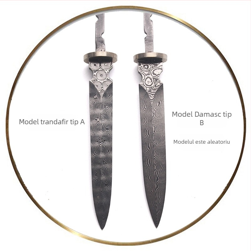 Lamă de ceai Damasc 7 cm – sabie pentru ceai, lamă pentru ceai și ac pentru ceai – accesorii semi-fabricate pentru ceremonia ceaiului 001