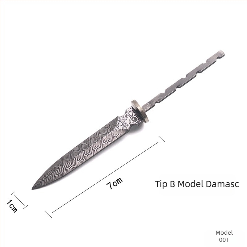 Lamă de ceai Damasc 7 cm – sabie pentru ceai, lamă pentru ceai și ac pentru ceai – accesorii semi-fabricate pentru ceremonia ceaiului 001