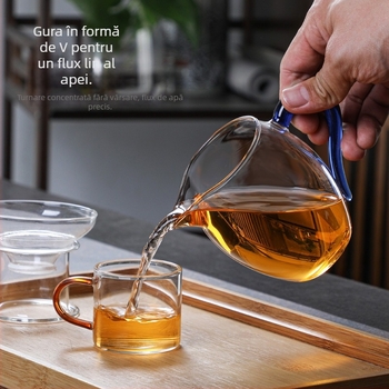Ceasca de ceai Gongdao din sticla, cu maner mare si transparent, rezistenta la temperatura, borosilicata inalt, productie la comanda