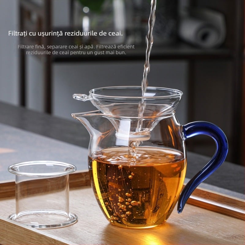 Ceasca de ceai Gongdao din sticla, cu maner mare si transparent, rezistenta la temperatura, borosilicata inalt, productie la comanda