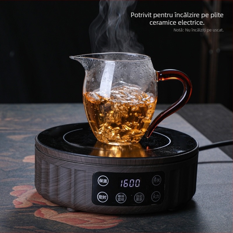 Ceasca de ceai Gongdao din sticla, cu maner mare si transparent, rezistenta la temperatura, borosilicata inalt, productie la comanda