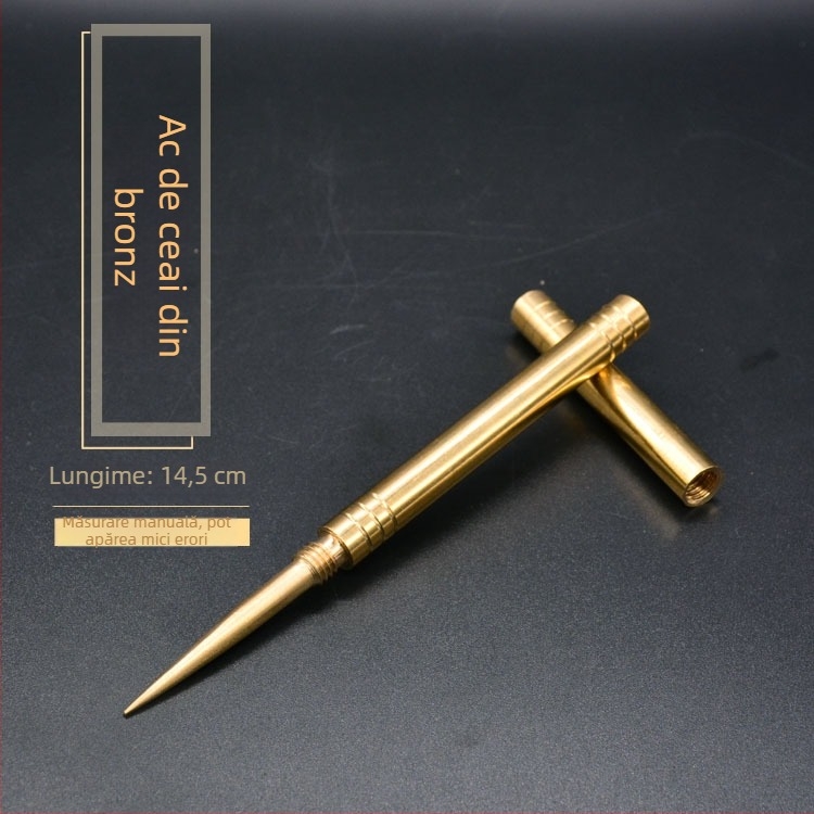 Cuțit de ceai din cupru artistic, instrument pentru ceai, con pentru ceai, accesorii ceremonie Kung Fu pentru ceai negru