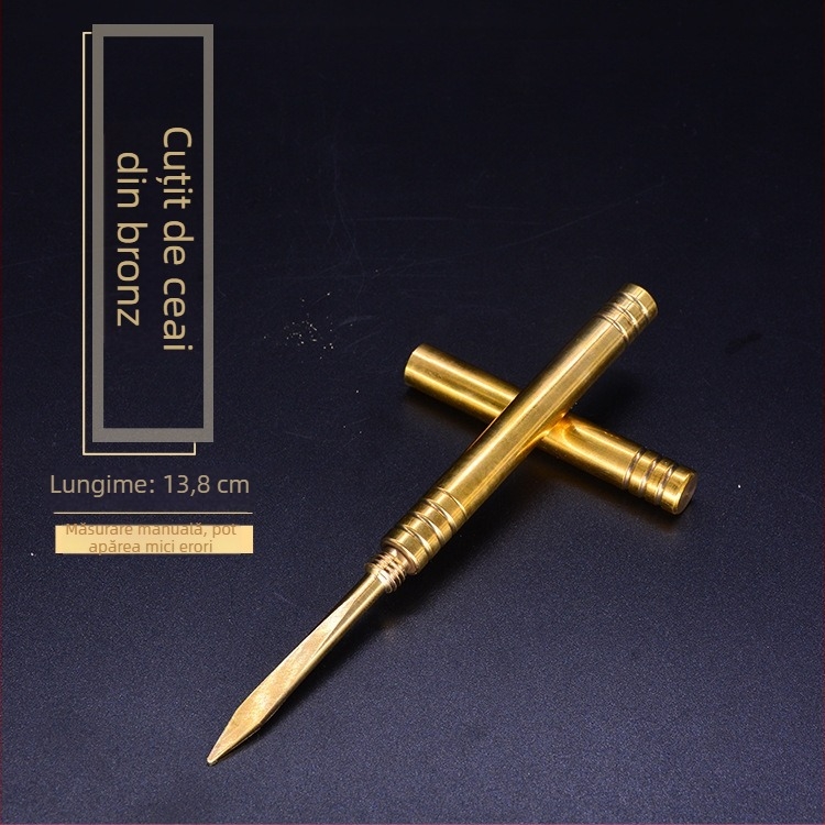 Cuțit de ceai din cupru artistic, instrument pentru ceai, con pentru ceai, accesorii ceremonie Kung Fu pentru ceai negru