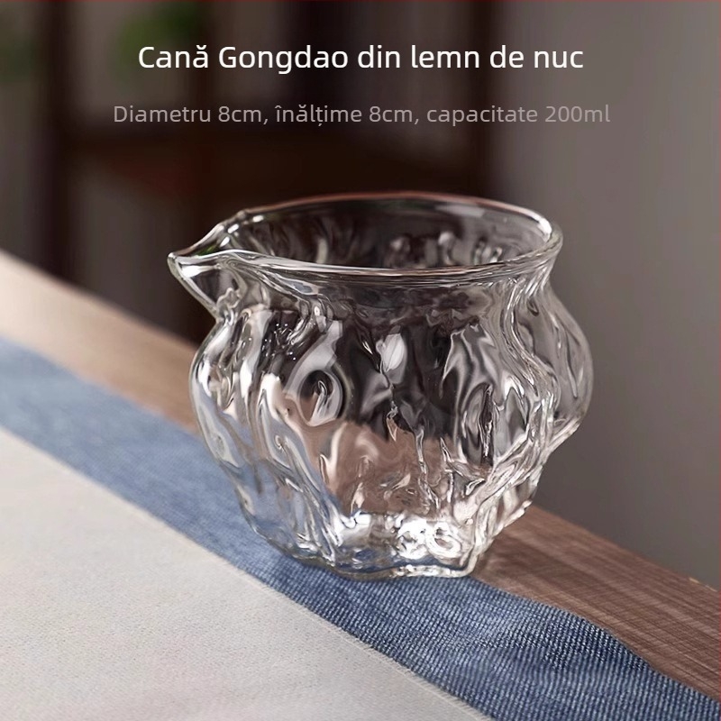 Cupa de distribuție a ceaiului în stil japonez, cu petale din sticlă, rezistentă la temperaturi înalte, pentru uz casnic, accesoriu pentru setul Kung Fu de ceai, transparentă