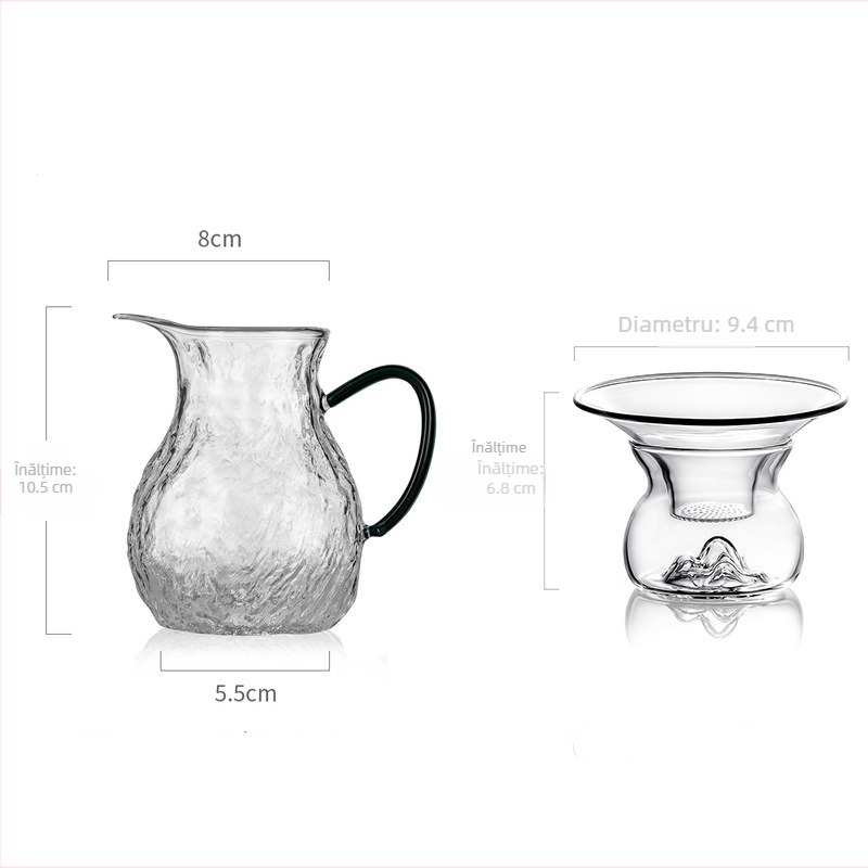 ceașcă de ceai din sticlă cu filtru integrat, compatibilă cu încălzirea, separator de ceai îngroșat, stil japonez, capacitate mare, set de ceai premium
