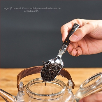 Set Pu'er: cuțit de ceai cu mâner din lemn de abanos, cuțit de ceai din oțel inoxidabil, lingură de ceai, ac de ceai, con pentru ceai, clips pentru ceai și accesorii pentru ceremonia ceaiului