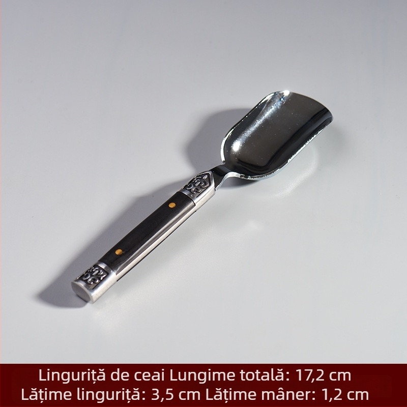Set Pu'er: cuțit de ceai cu mâner din lemn de abanos, cuțit de ceai din oțel inoxidabil, lingură de ceai, ac de ceai, con pentru ceai, clips pentru ceai și accesorii pentru ceremonia ceaiului