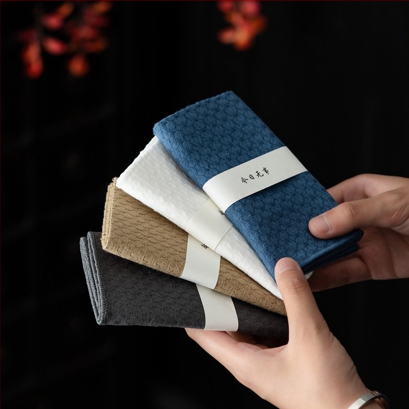 Prosop de ceai în stil chinezesc, din bumbac și in, gros, absorbant, mic covoraș pentru ceai, prosop uscat pentru ceai, cârpă de curățare, față de masă, lucrat manual