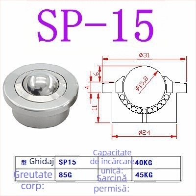 Bilă rulment SP Bullseye cu trepte, roată cu bile pentru sarcini grele SP15 SP25 SP22 SP30, roată universală Bullseye