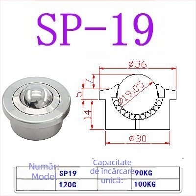 Bilă rulment SP Bullseye cu trepte, roată cu bile pentru sarcini grele SP15 SP25 SP22 SP30, roată universală Bullseye