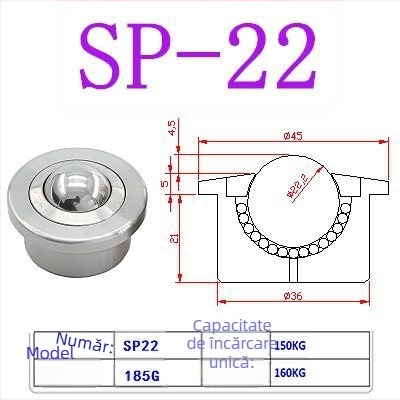 Bilă rulment SP Bullseye cu trepte, roată cu bile pentru sarcini grele SP15 SP25 SP22 SP30, roată universală Bullseye