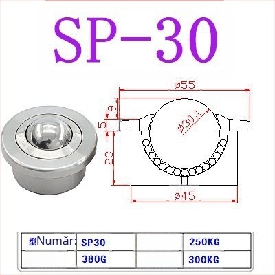 Bilă rulment SP Bullseye cu trepte, roată cu bile pentru sarcini grele SP15 SP25 SP22 SP30, roată universală Bullseye