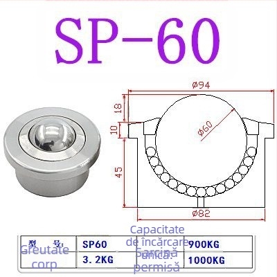 Bilă rulment SP Bullseye cu trepte, roată cu bile pentru sarcini grele SP15 SP25 SP22 SP30, roată universală Bullseye