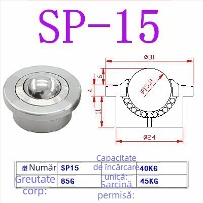 Bilă rulment SP Bullseye cu trepte, roată cu bile pentru sarcini grele SP15 SP25 SP22 SP30, roată universală Bullseye
