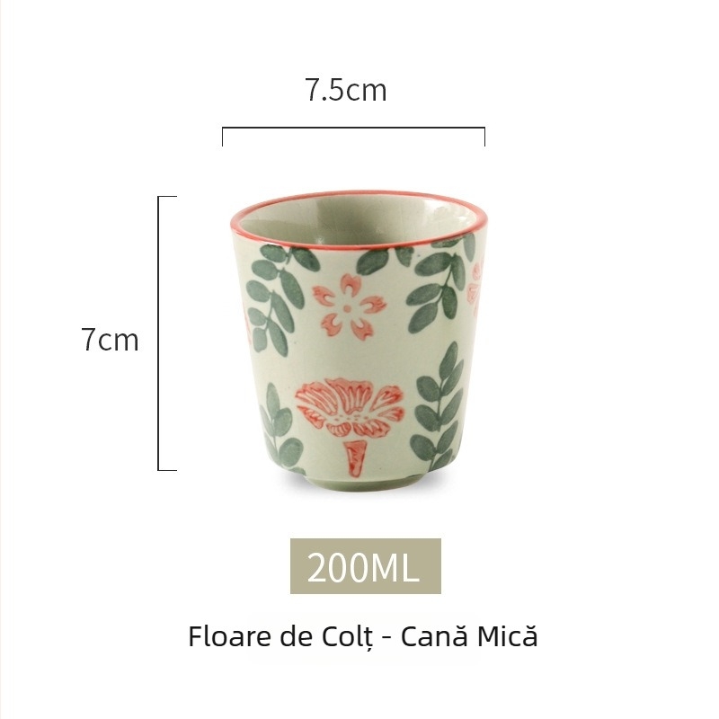 Ceainic în stil japonez cu ceașcă, set de ceai din ceramică albastru-alb, suprafață pictată manual