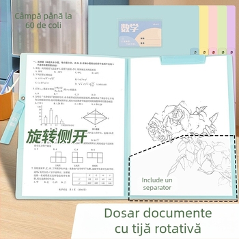 Dosar arhivă A3 cu arc de levier, transparent, capacitate mare, rezistent la apă, pentru stocare documente A4