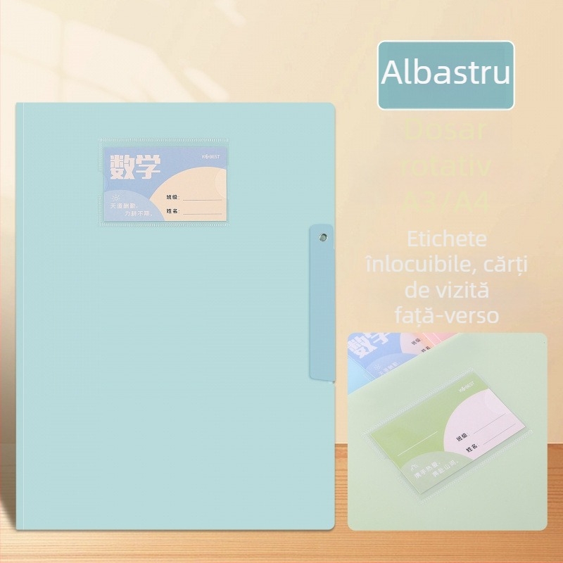 Dosar arhivă A3 cu arc de levier, transparent, capacitate mare, rezistent la apă, pentru stocare documente A4