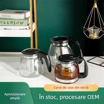 Ceainic din sticlă, rezistent la temperaturi înalte, pentru ceai cu flori, ceainic multifuncțional cu filtru din oțel inoxidabil