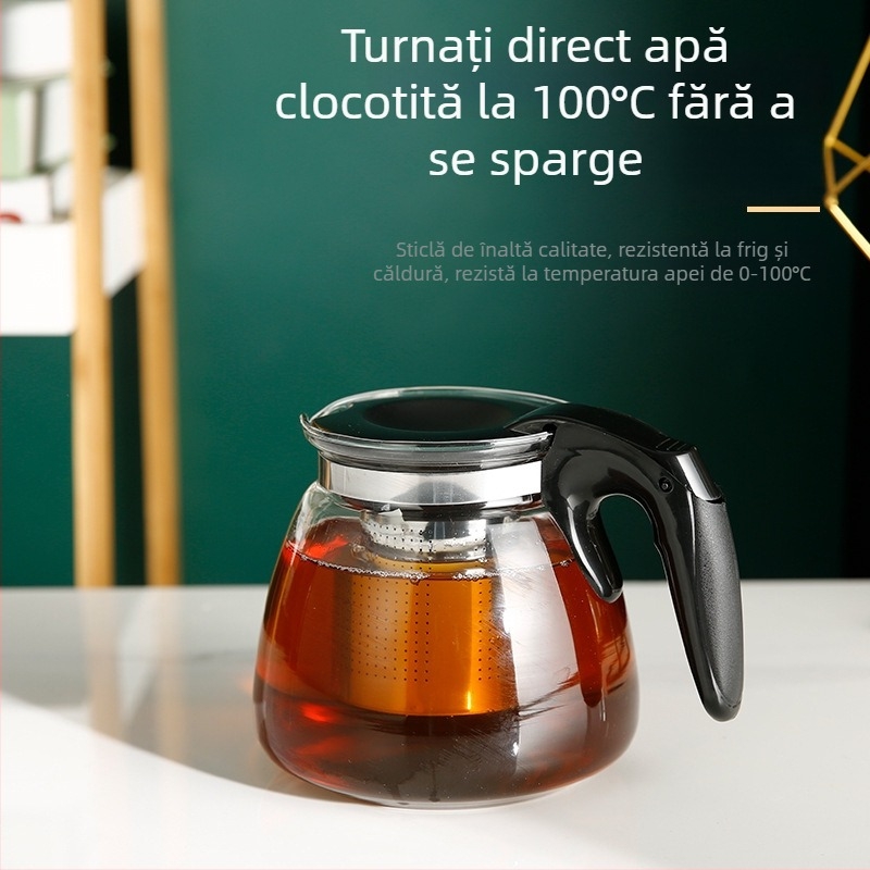 Ceainic din sticlă, rezistent la temperaturi înalte, pentru ceai cu flori, ceainic multifuncțional cu filtru din oțel inoxidabil