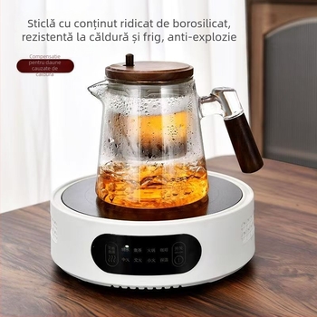 Ceainic din sticlă rezistentă la temperatură, elegant, cu separare ceai-apă la un singur clic – set de ceai pentru casă