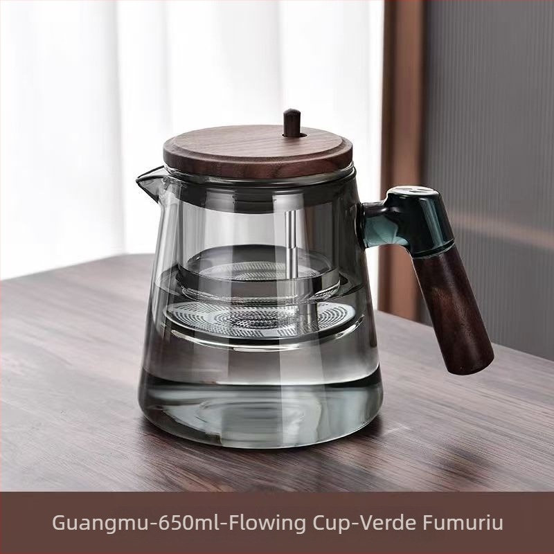Ceainic din sticlă rezistentă la temperatură, elegant, cu separare ceai-apă la un singur clic – set de ceai pentru casă