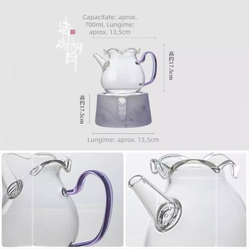 Ceainic din sticlă borosilicat de înaltă rezistență la temperatură, cu ceașcă de distribuție a ceaiului, potrivit pentru ceaiuri verzi și aromate