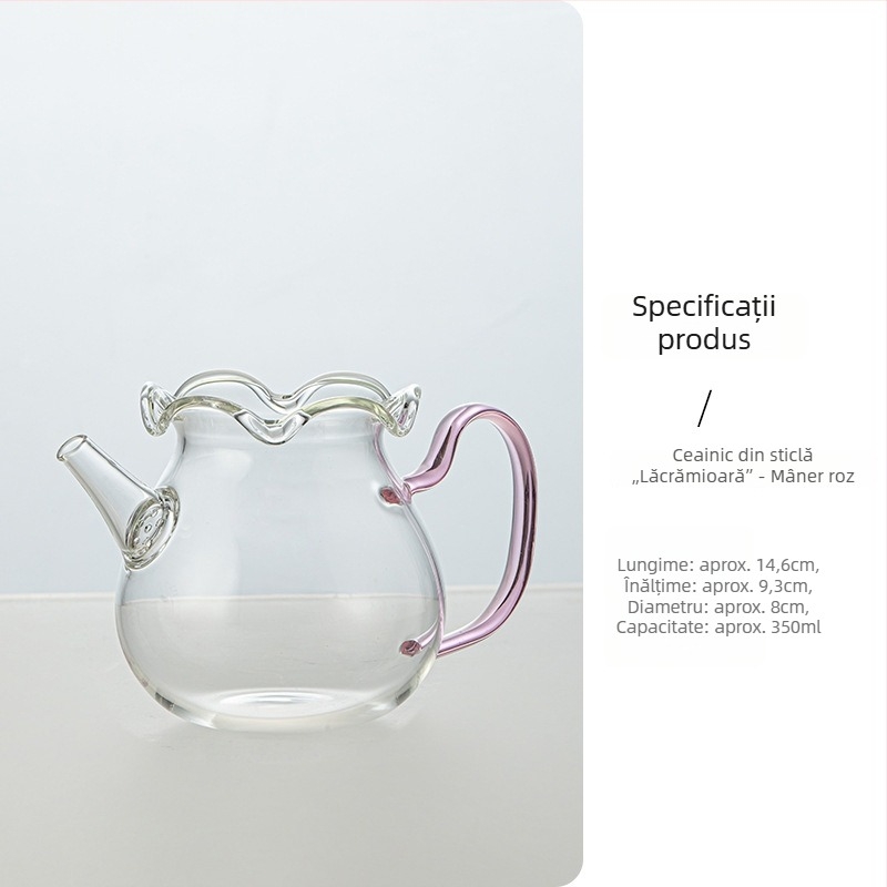 Ceainic din sticlă borosilicat de înaltă rezistență la temperatură, cu ceașcă de distribuție a ceaiului, potrivit pentru ceaiuri verzi și aromate