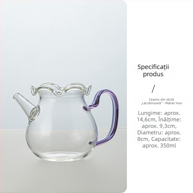Ceainic din sticlă borosilicat de înaltă rezistență la temperatură, cu ceașcă de distribuție a ceaiului, potrivit pentru ceaiuri verzi și aromate