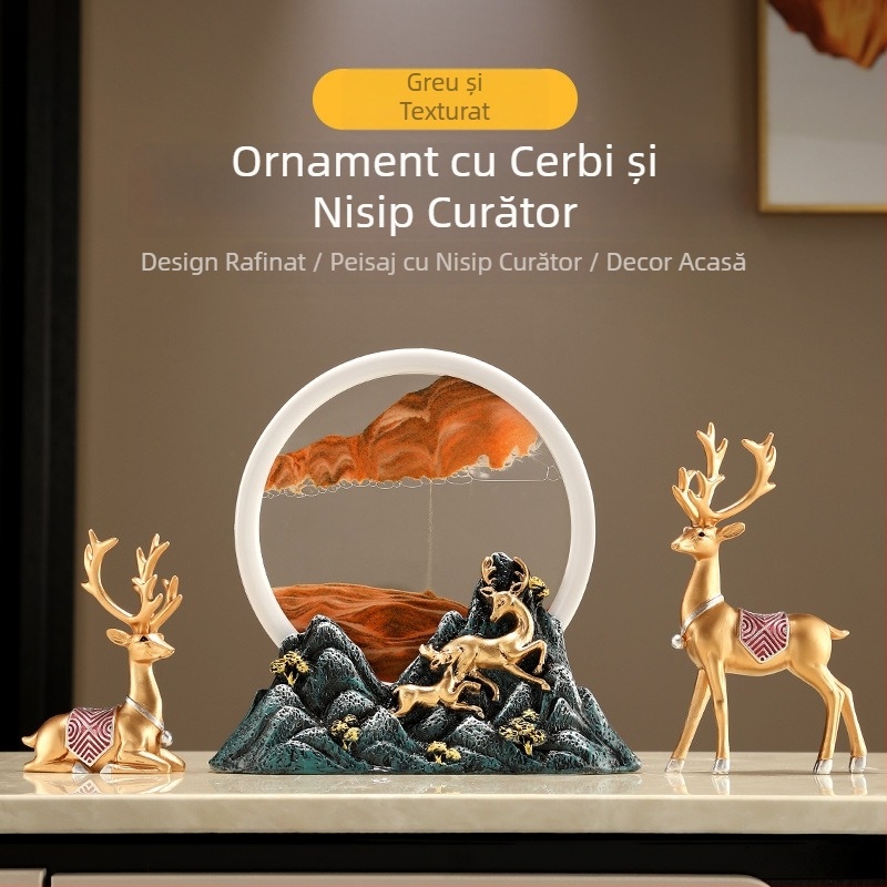 Decorațiune creativă cu pictură din nisip curgător în clepsidră, piesă de lux pentru living, comodă TV și hol, cu motiv de prosperitate – cadou pentru casă nouă