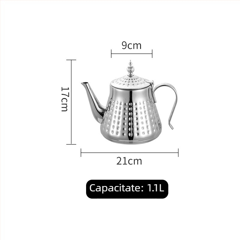 Ceainic din oțel inoxidabil cu filtru, compatibil cu plitele cu inducție, capacitate mare, stil lux discret, pentru infuzarea ceaiului