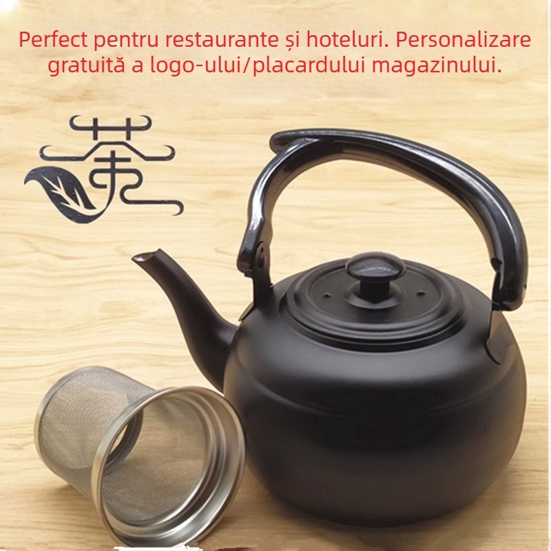 Ceainic din oțel inoxidabil gros pentru hoteluri și restaurante, ceainic mic negru, clasic, compatibil cu plitele cu inducție