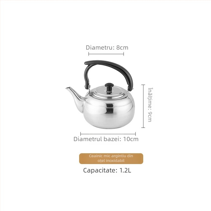 Ceainic din oțel inoxidabil gros pentru hoteluri și restaurante, ceainic mic negru, clasic, compatibil cu plitele cu inducție