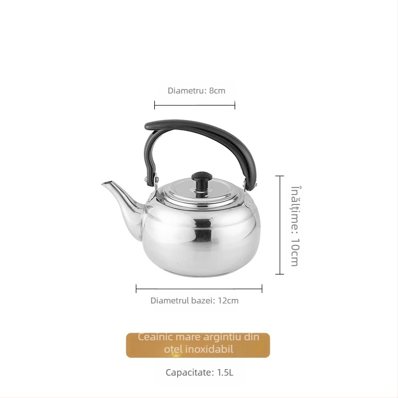 Ceainic din oțel inoxidabil gros pentru hoteluri și restaurante, ceainic mic negru, clasic, compatibil cu plitele cu inducție