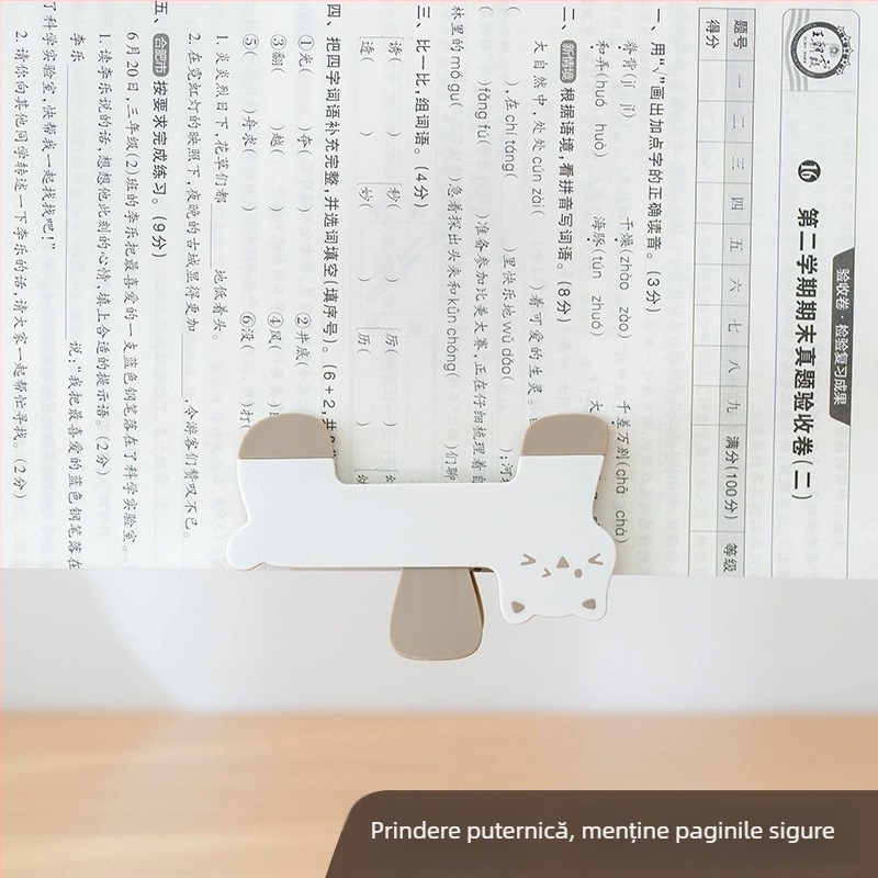 Clip pentru carte cu pisicuță drăguță, suport fix pentru cărți, rechizite de birou, dosar pentru fișiere, clips pentru lucrări, clips pentru teste, clips pentru bilete