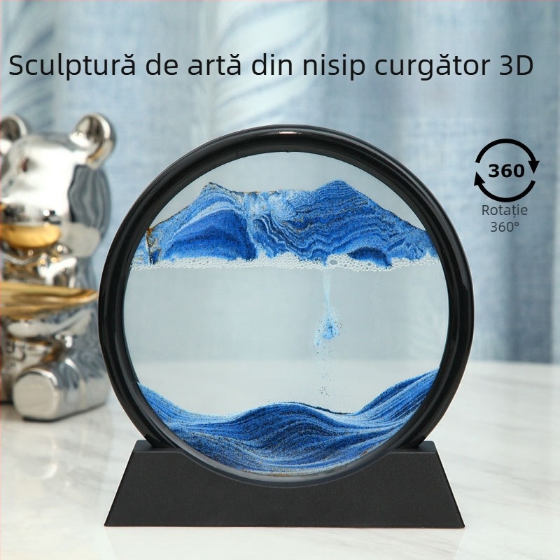 Ornament artă nisip curgător și lampă cu clepsidră pentru living, vitrină de vin și suport TV – sticlă, lucrat manual, cadou modern pentru birou și afaceri