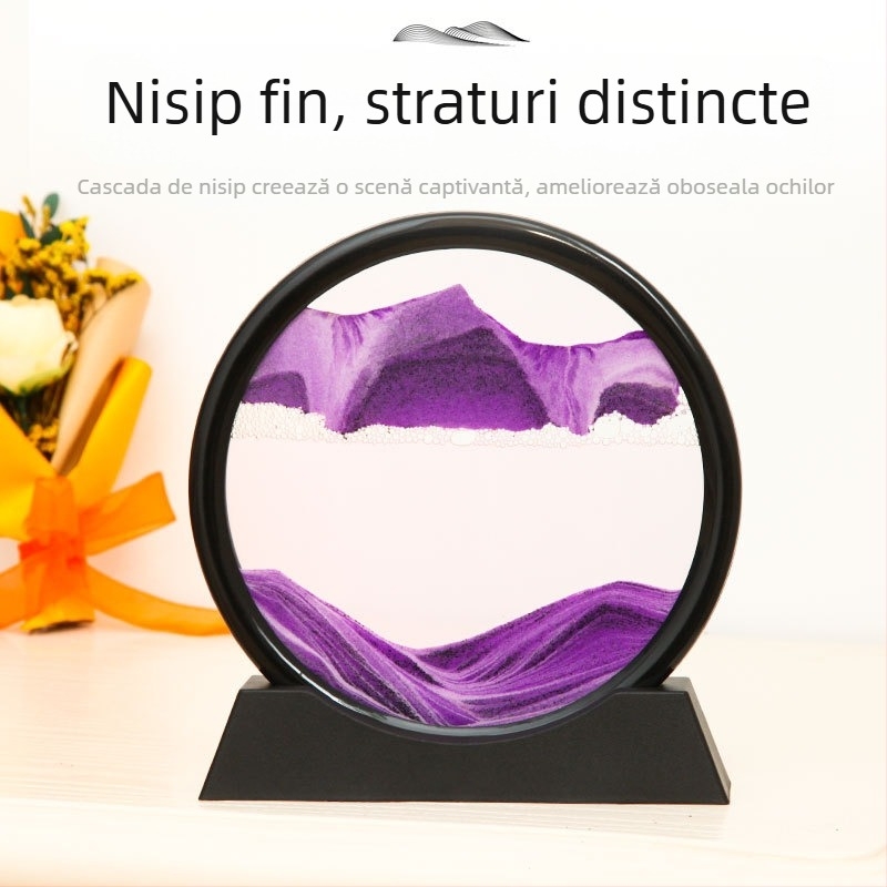 Ornament artă nisip curgător și lampă cu clepsidră pentru living, vitrină de vin și suport TV – sticlă, lucrat manual, cadou modern pentru birou și afaceri