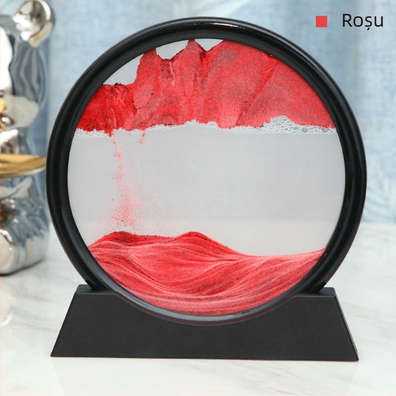 Ornament artă nisip curgător și lampă cu clepsidră pentru living, vitrină de vin și suport TV – sticlă, lucrat manual, cadou modern pentru birou și afaceri