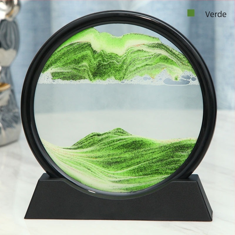 Ornament artă nisip curgător și lampă cu clepsidră pentru living, vitrină de vin și suport TV – sticlă, lucrat manual, cadou modern pentru birou și afaceri