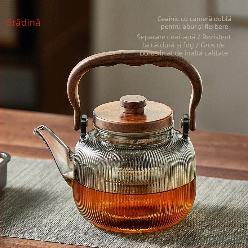 Set din sticlă cu ceainic și fierbător pentru uz casnic, rezistent la temperaturi înalte, model nou 2025, compatibil cu plita ceramică electrică.