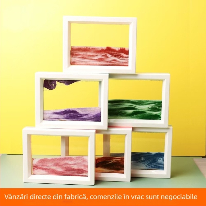 Pictură 3D cu nisip în sticlă, ornament peisaj pentru birou și decor de casă