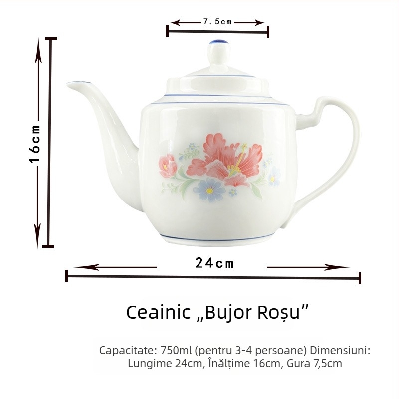 Ceainic ceramic rezistent la temperaturi înalte, cu filtru, stil chinezesc retro, disponibil în dimensiuni mici și mari