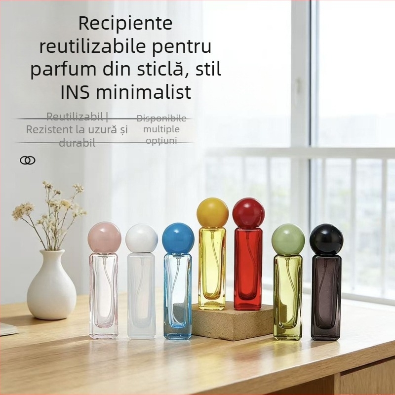 Sticluță de parfum din sticlă colorată cu pulverizator, 30 ml, portabil, goală